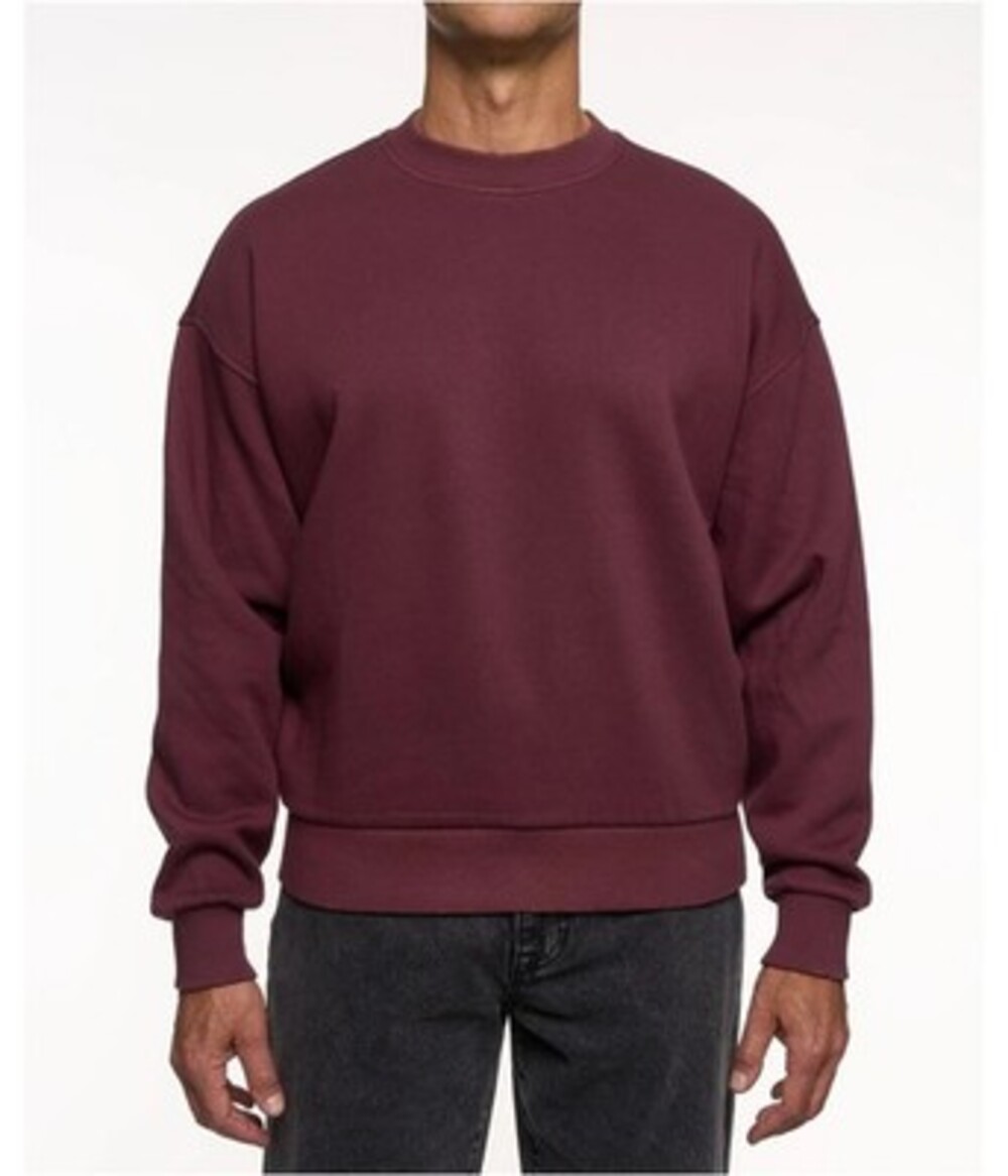 LAZER Burnout Fleece Sweatshirt Men's M Deep Wine Crewneck Long Sleeve Pullover